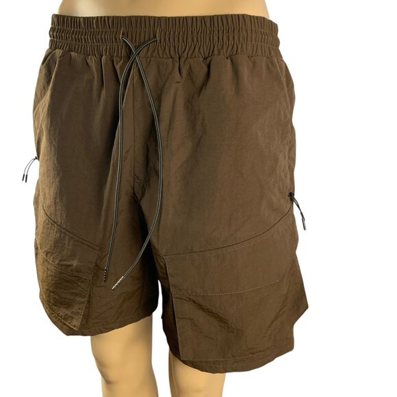 Richie Le Collection Cargo Short Mens Sz M Brown Utility RLC Pockets Drawstring - Picture 3 of 9